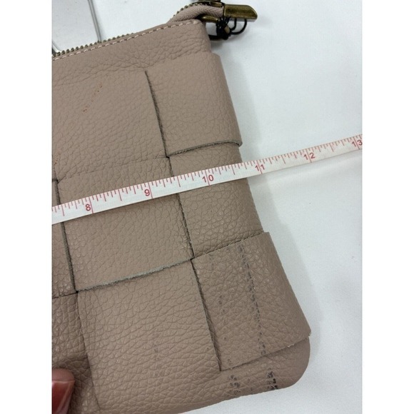 Valentina Fiore Woven Leather Clutch Crossbody Wristlet Adjustable Strap - Picture 13 of 16